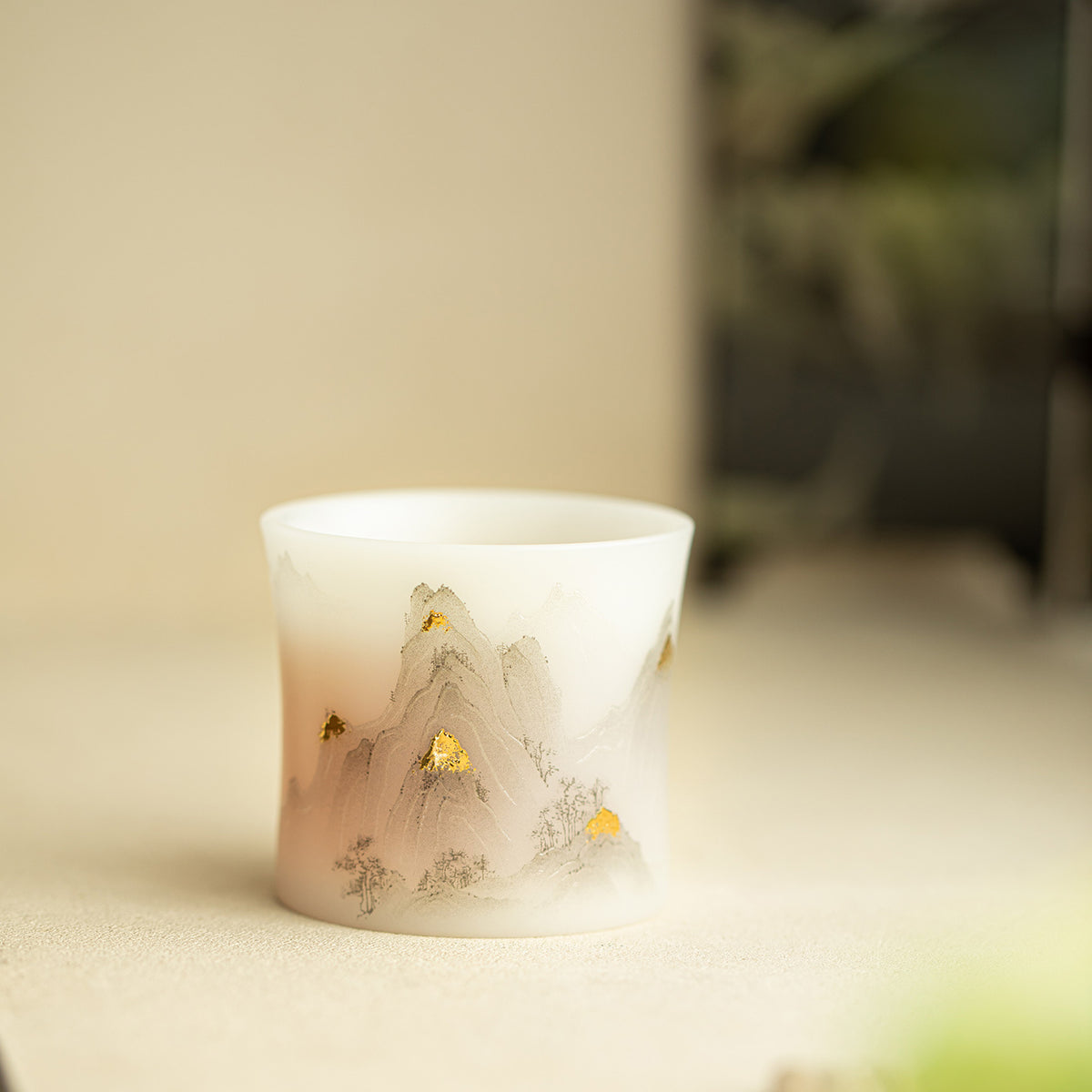 Authentic Ice-Glazed Biscuit Gold-Gilded Mountain Archer's Ring Ceramic Teacup - 75ml Master Cup