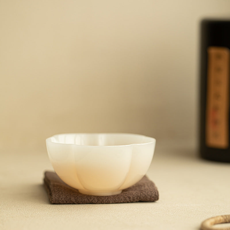 Handcrafted Dehua Ice Mutton Fat Jade Petal Master Teacup - 80ml Gongfu Teacup