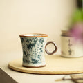 Authentic Jingdezhen Ru Ware Blue & White Dingfengbo Begonia Ceramic Cup with Handle - 120ml Master Mug