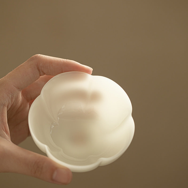 Handcrafted Dehua Ice Mutton Fat Jade Petal Master Teacup - 80ml Gongfu Teacup