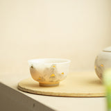 Authentic Ice-Glazed Biscuit Gold-Gilded Mountain Bowl-Mouth Ceramic Teacup - 80ml Anti-Scald Cup