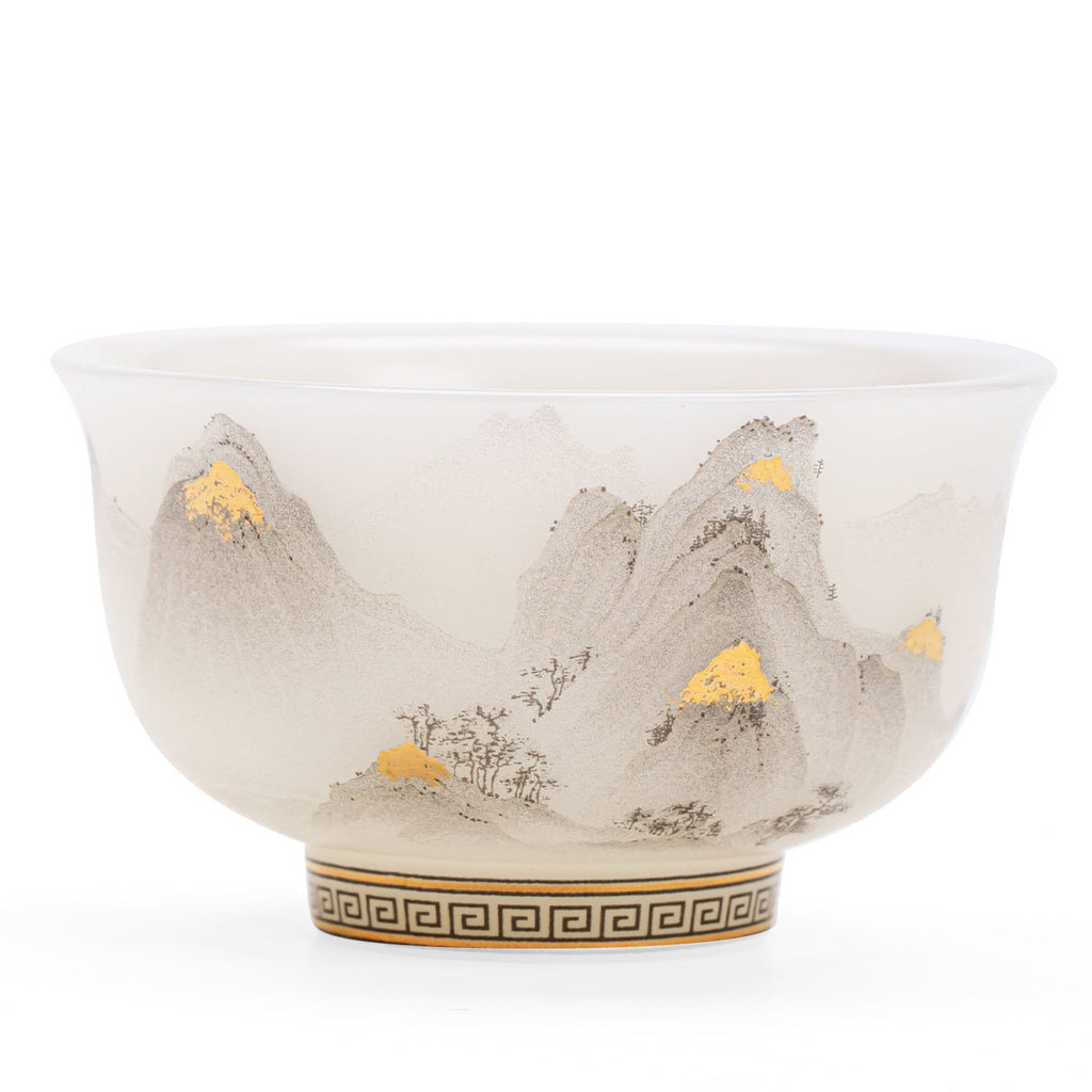 Authentic Ice-Glazed Biscuit Gold-Gilded Mountain Bowl-Mouth Ceramic Teacup - 80ml Anti-Scald Cup