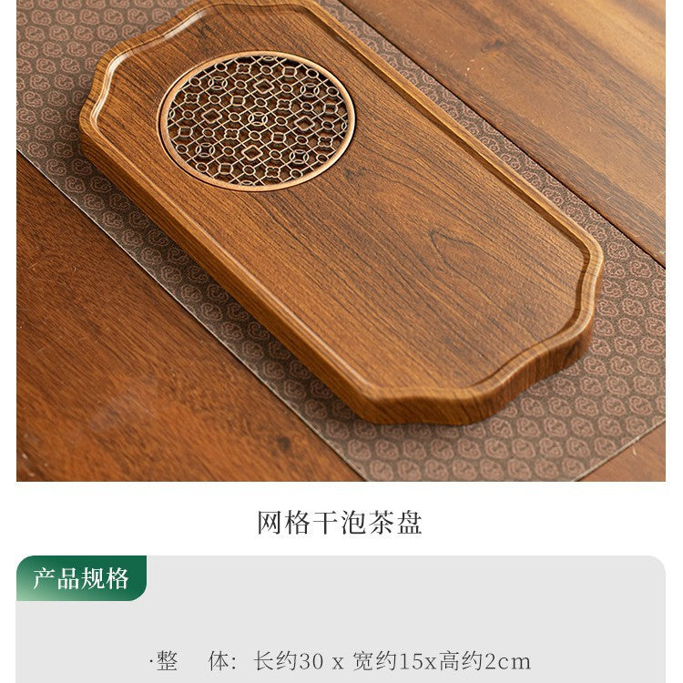 Solid Walnut Finish Dry-Brewing Bamboo Teaware Tray