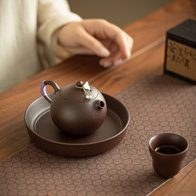 Neo-Chinese Purple Rock Xishi Ceramic Teapot - 165ml Anti-Scald Gongfu Steeping Teapot
