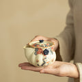 Handcrafted Rock Mineral White Gold-Gilded Cat Ceramic Easy Teapot - 150ml Baoping Teaware