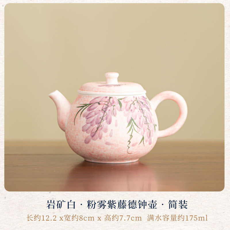 Authentic Rock Mineral White Mist Wisteria Dezhong Ceramic Teapot - 190ml Luxury Gongfu Teapot