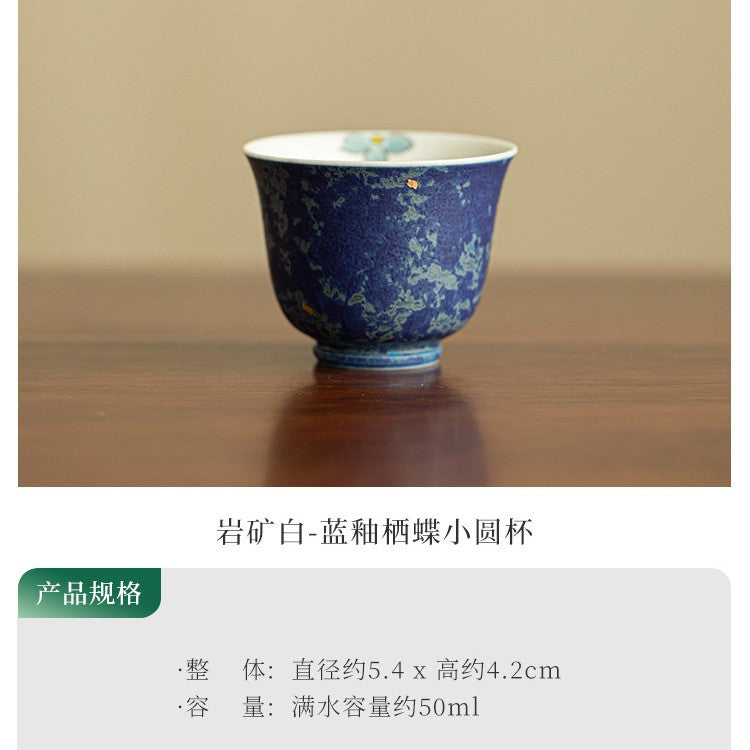 Authentic Jingdezhen Hand-Glazed Blue Gold-Splashed Ceramic Master Teacup - 85ml Gongfu Teacup