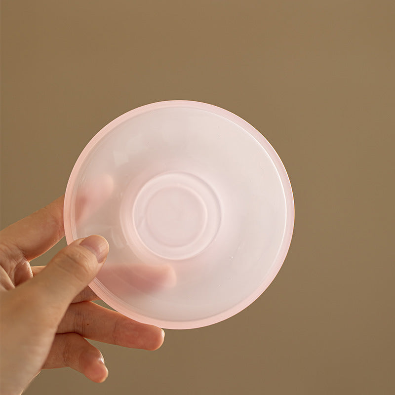 Handcrafted Pinched-Flower Pink Glazed Ceramic San Cai Gaiwan - 150ml Romantic Gongfu Tea Bowl