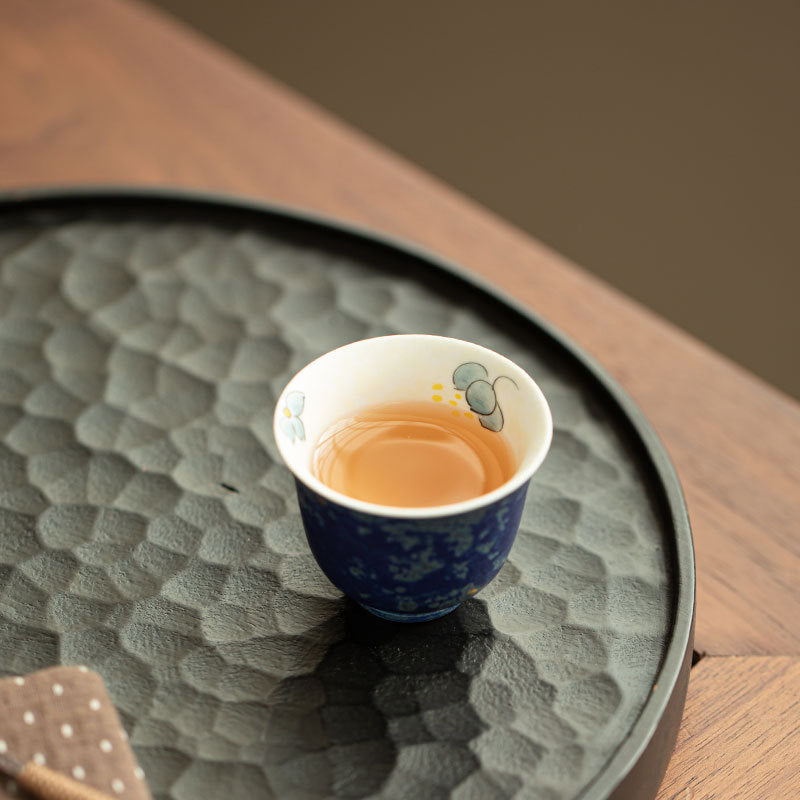 Authentic Jingdezhen Hand-Glazed Blue Gold-Splashed Ceramic Master Teacup - 85ml Gongfu Teacup