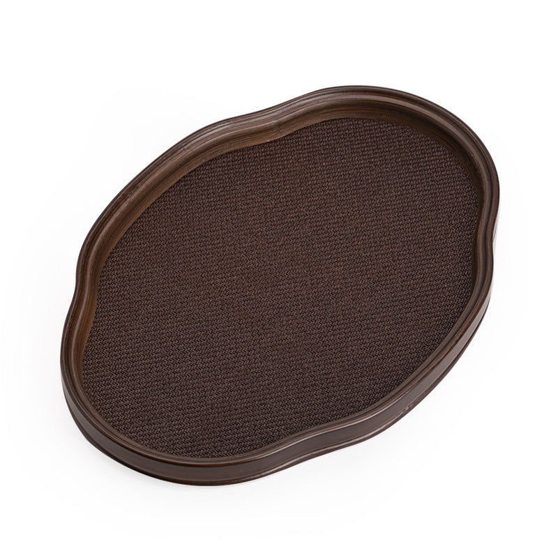 Vintage Chinese Begonia Bamboo Tea Serving Tray & Dry-Brewing Platter - 26cm Teaware Accessories
