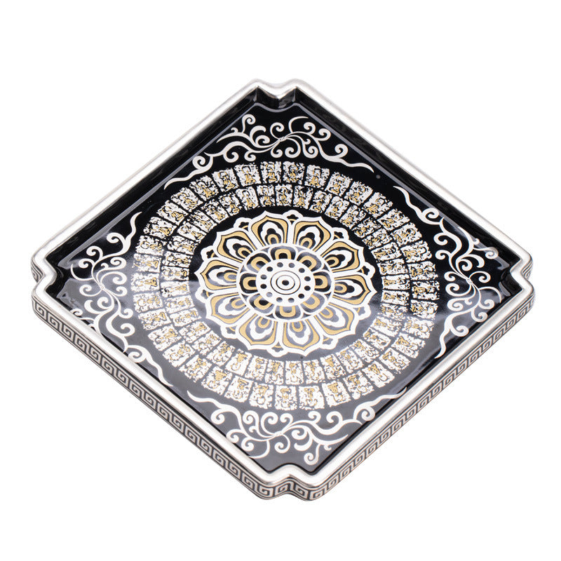 Authentic Jingdezhen Silver-Gilt Thousand-Buddha Ceramic Square Tea Tray - 19cm Teaware Accessories