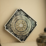 Authentic Jingdezhen Silver-Gilt Thousand-Buddha Ceramic Square Tea Tray - 19cm Teaware Accessories