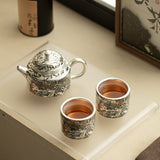 Authentic Jingdezhen Silver-Gilt Ink Dragon Ceramic Teapot & 2 Cups Set - 180ml Luxury Gongfu Tea Set