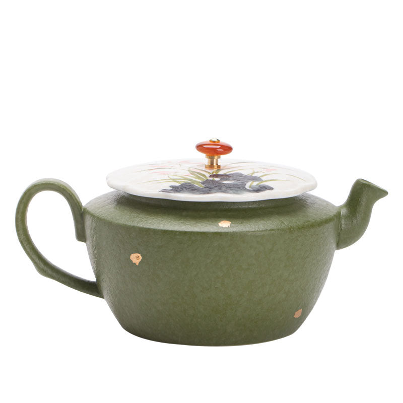 Authentic Jingdezhen Rock Mineral White-Celadon Orchid Hanwa Ceramic Teapot - 175ml Gongfu Teapot
