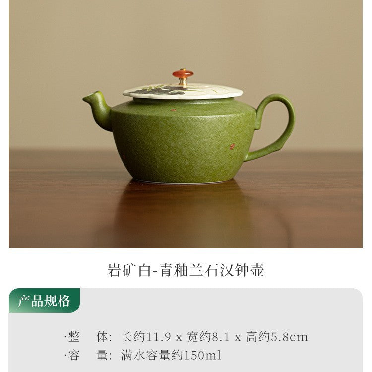 Authentic Jingdezhen Rock Mineral White-Celadon Orchid Hanwa Ceramic Teapot - 175ml Gongfu Teapot