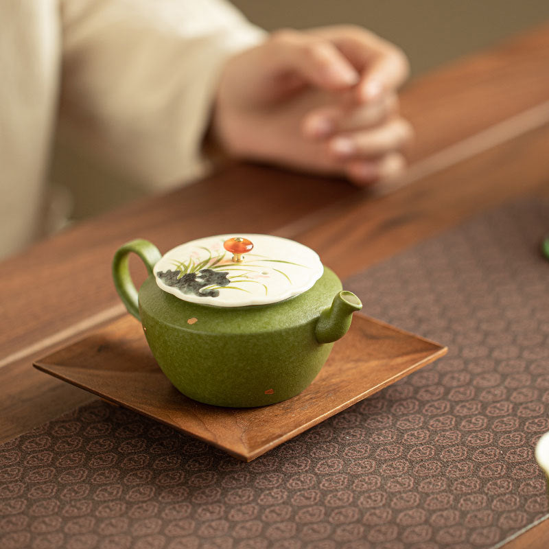 Authentic Jingdezhen Rock Mineral White-Celadon Orchid Hanwa Ceramic Teapot - 175ml Gongfu Teapot