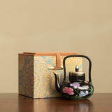 Authentic Jingdezhen Silver-Gilt Palace Lantern Beam-Handle Ceramic Teapot - 220ml Luxury Gongfu Kettle