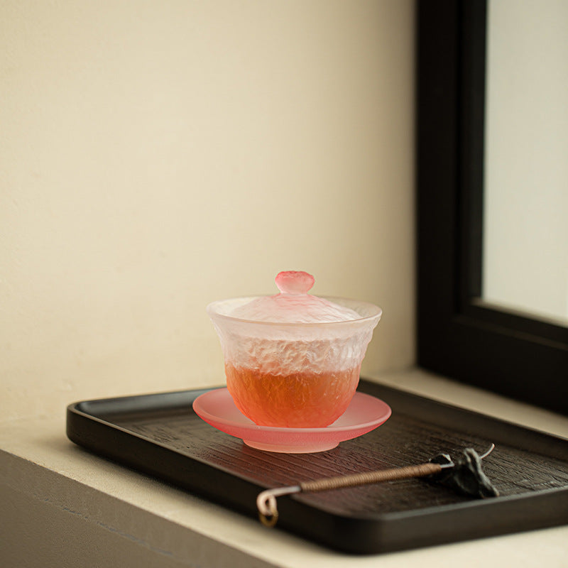Handcrafted Thickened Flowing-Light Colored Glaze San Cai Gaiwan - 160ml Pastel Pink Tea Bowl