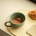 Vintage Moss Glaze Persimmon Auspicious Ceramic Mug with Handle - 350ml Office Tea & Coffee Cup
