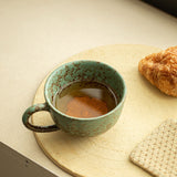 Vintage Moss Glaze Persimmon Auspicious Ceramic Mug with Handle - 350ml Office Tea & Coffee Cup