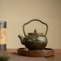 Authentic Jingdezhen Song-Style Ge Kiln Myriad Flowers Beam-Handle Ceramic Teapot - 220ml Luxury Kettle