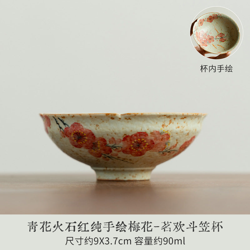 Authentic Blue & White Huoshihong Hand-Painted Plum Blossom Douli Master Teacup - 65ml