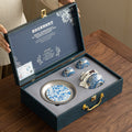 Authentic Jingdezhen Silver-Gilt Blooming Flora Ceramic Hand-Grip Teapot & 2 Cups Set - Luxury Gift Box