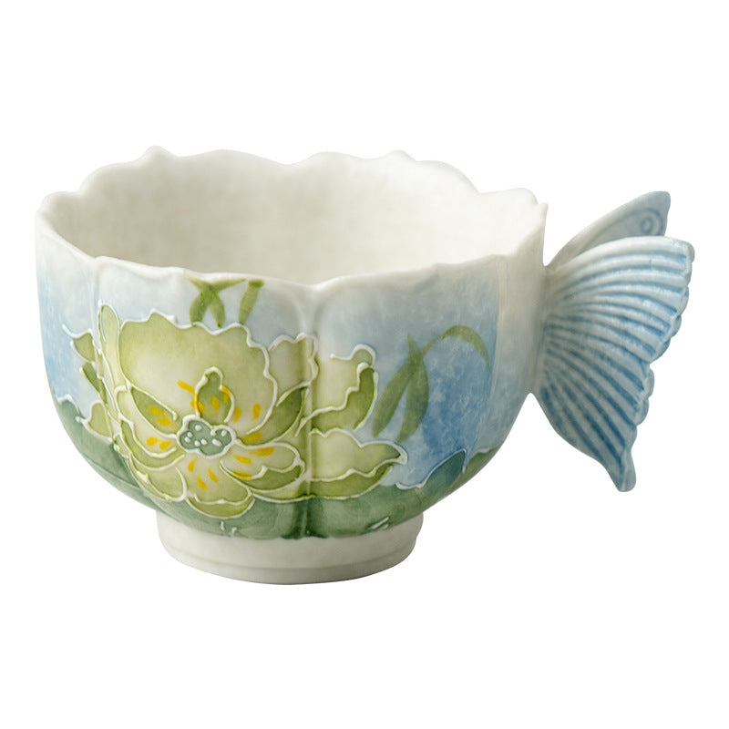Authentic Lotus Reflection Blue Dancing Butterfly Master Teacup - 80ml Gongfu Cup