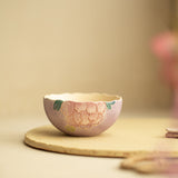 Handcrafted Embossed Relief Peony Purple Rhyme Ceramic Master Teacup - 80ml Gongfu Teacup