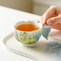 Authentic Lotus Reflection Blue Dancing Butterfly Master Teacup - 80ml Gongfu Cup