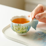 Authentic Lotus Reflection Blue Dancing Butterfly Master Teacup - 80ml Gongfu Cup