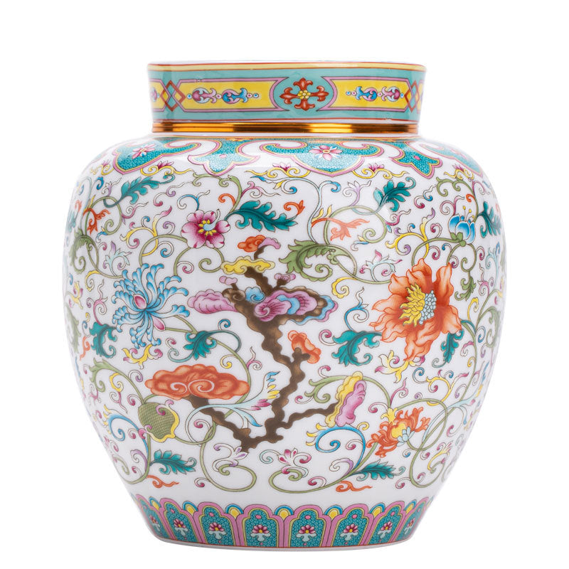 Authentic Jingdezhen Antique Enamel Ten-Miles Peach Blossom Ceramic Tea Caddy - Airtight Storage Canister