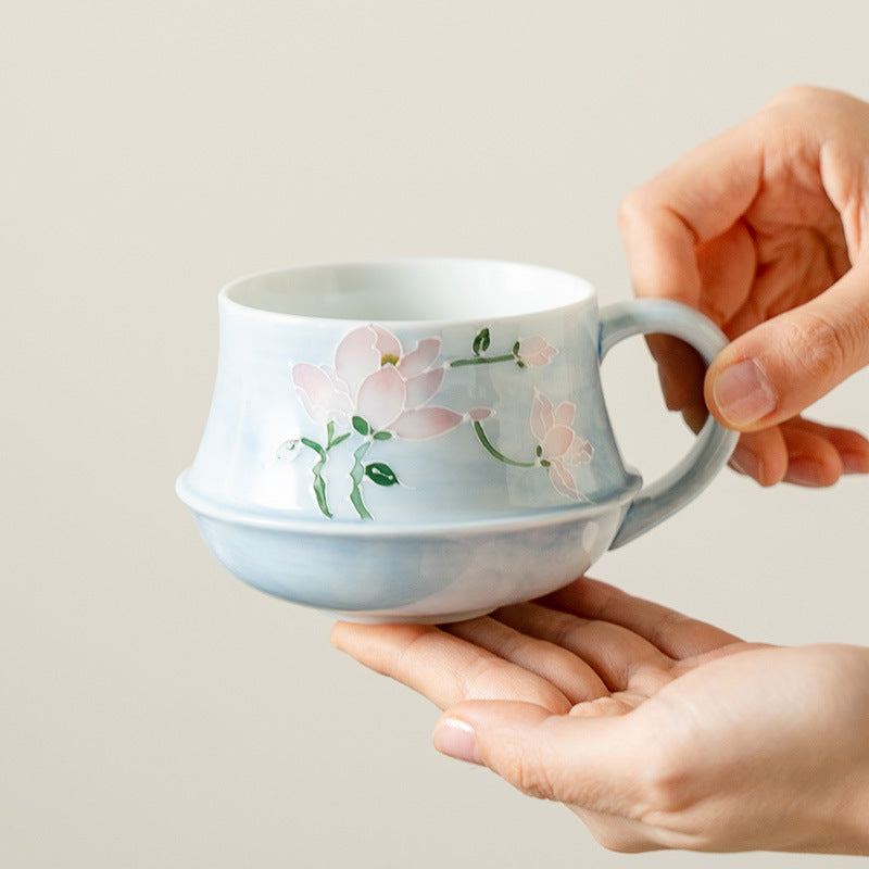 Authentic Misty Magnolia Hand-Painted Ceramic Tea & Coffee Cup - 260ml Afternoon Cup