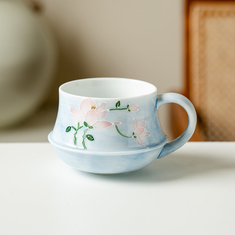Authentic Misty Magnolia Hand-Painted Ceramic Tea & Coffee Cup - 260ml Afternoon Cup