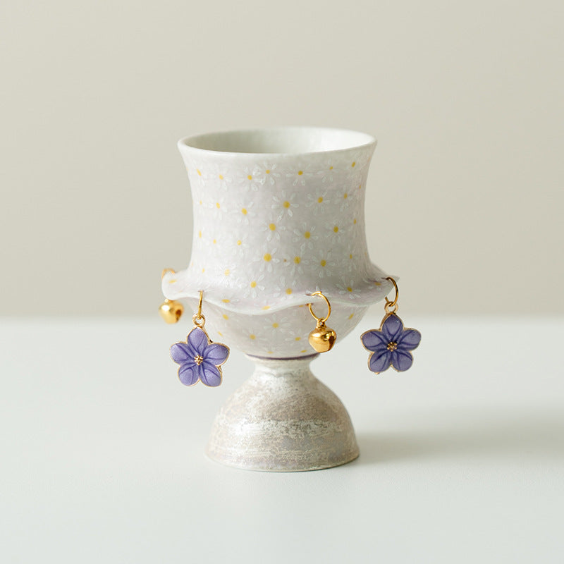 Authentic Lilac Purple Hand-Painted Daisy Cloud-Collar Master Teacup - 80ml Gongfu Cup