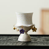 Authentic Lilac Purple Hand-Painted Daisy Cloud-Collar Master Teacup - 80ml Gongfu Cup