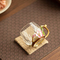 Handcrafted Enamel Faceted Crystal Glass Master Teacup with Handle - 100ml Luxury Tasting Cup