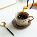 Authentic Antique Gilded Butterfly Orchid Ceramic Cup & Saucer Set - 220ml Salon Suite