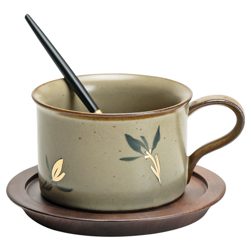 Authentic Antique Gilded Butterfly Orchid Ceramic Cup & Saucer Set - 220ml Salon Suite