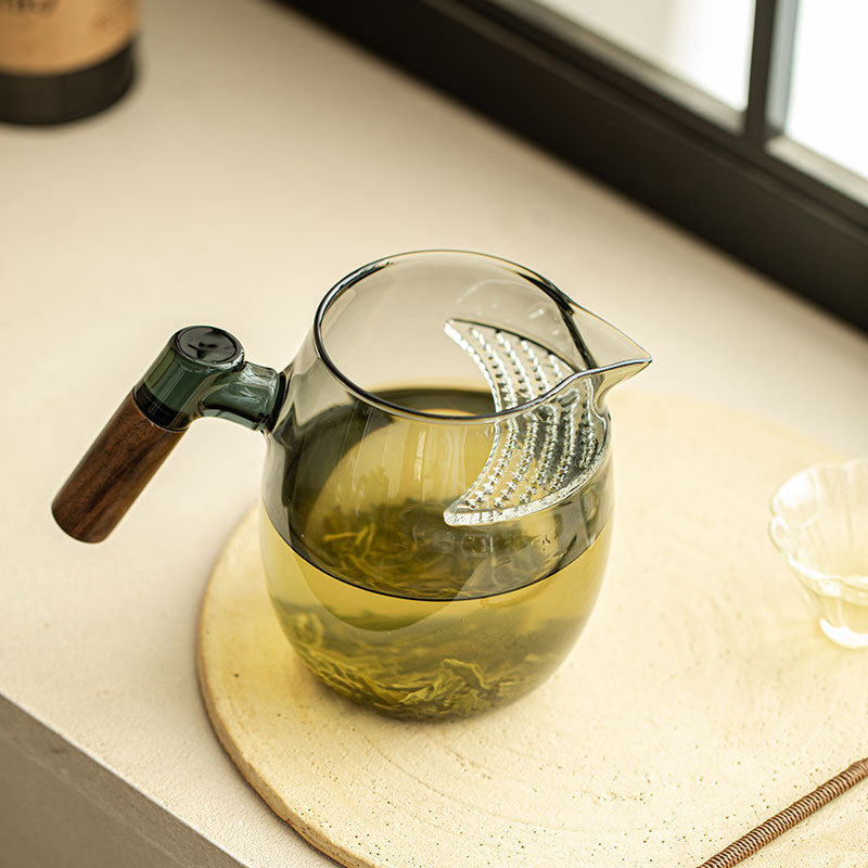 Heat-Resistant Borosilicate Glass Fairness Pitcher with Anti-Scald Handle - 300ml Gongfu Cha Hai
