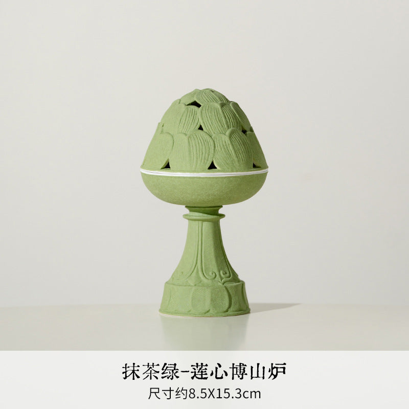 Authentic Matcha Green Cloud-Shadow Minimalist Ceramic Censer - 11cm Teaware Accessories