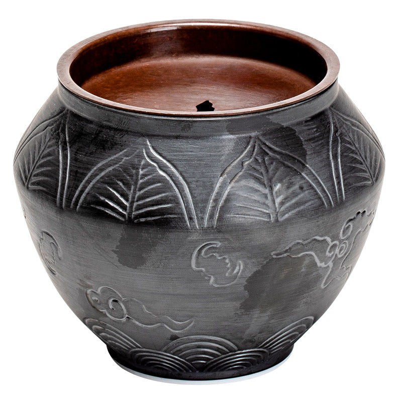 Authentic Changpuju Ink-Black Lingze Jianshui Ceramic Tea Waste Basin - 800ml Teaware