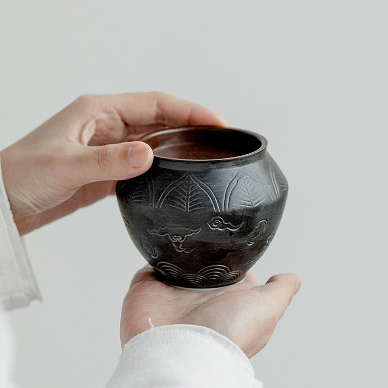 Authentic Changpuju Ink-Black Lingze Jianshui Ceramic Tea Waste Basin - 800ml Teaware