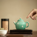 Handcrafted Silver-Stapled Flambé Pine-Cypress Green General Ceramic Teapot - 200ml Ju-Ci Teaware
