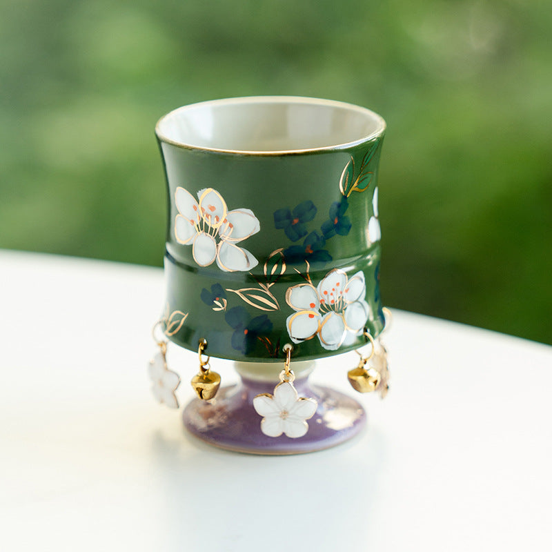 Authentic Hand-Painted Jasmine Bamboo-Joint High-Stem Master Teacup - 75ml Gongfu Cup