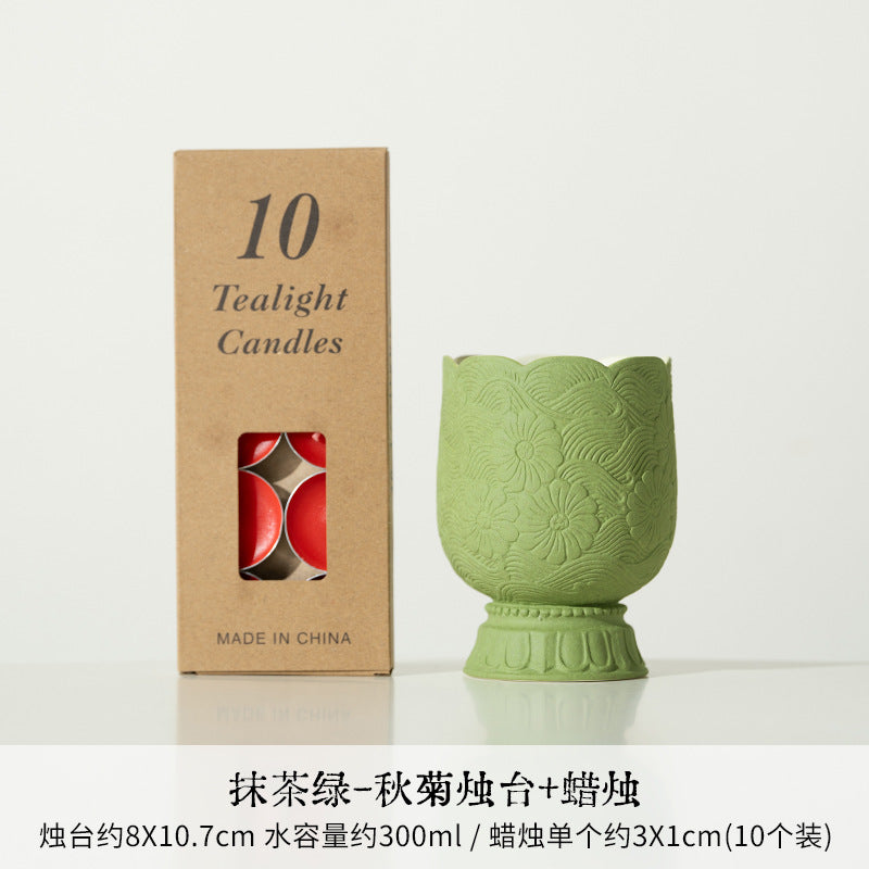 Authentic Matcha Green Cloud-Shadow Minimalist Ceramic Censer - 11cm Teaware Accessories