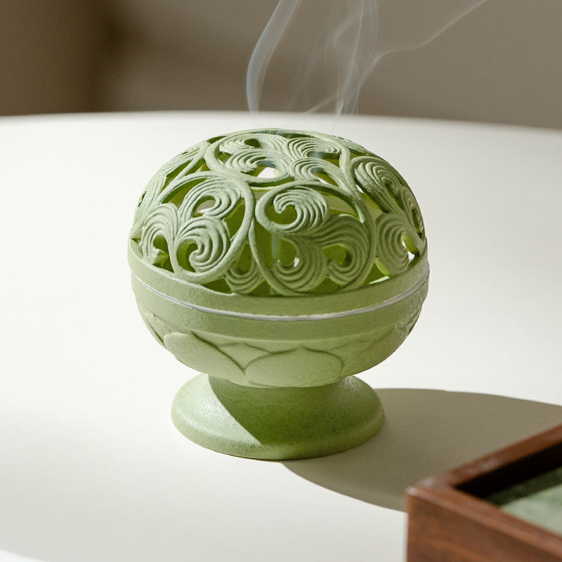 Authentic Matcha Green Cloud-Shadow Minimalist Ceramic Censer - 11cm Teaware Accessories