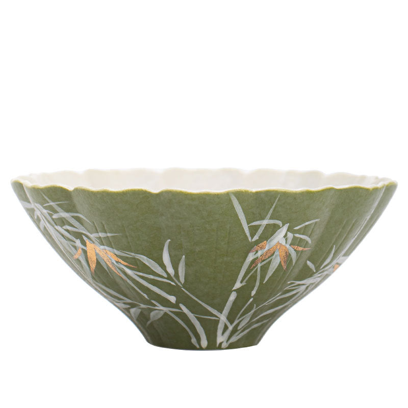 Authentic Jingdezhen Hand-Painted Bamboo Shadow Gold-Splashed Flared Teacup - 75ml Gongfu Master Cup