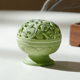 Authentic Matcha Green Cloud-Shadow Minimalist Ceramic Censer - 11cm Teaware Accessories