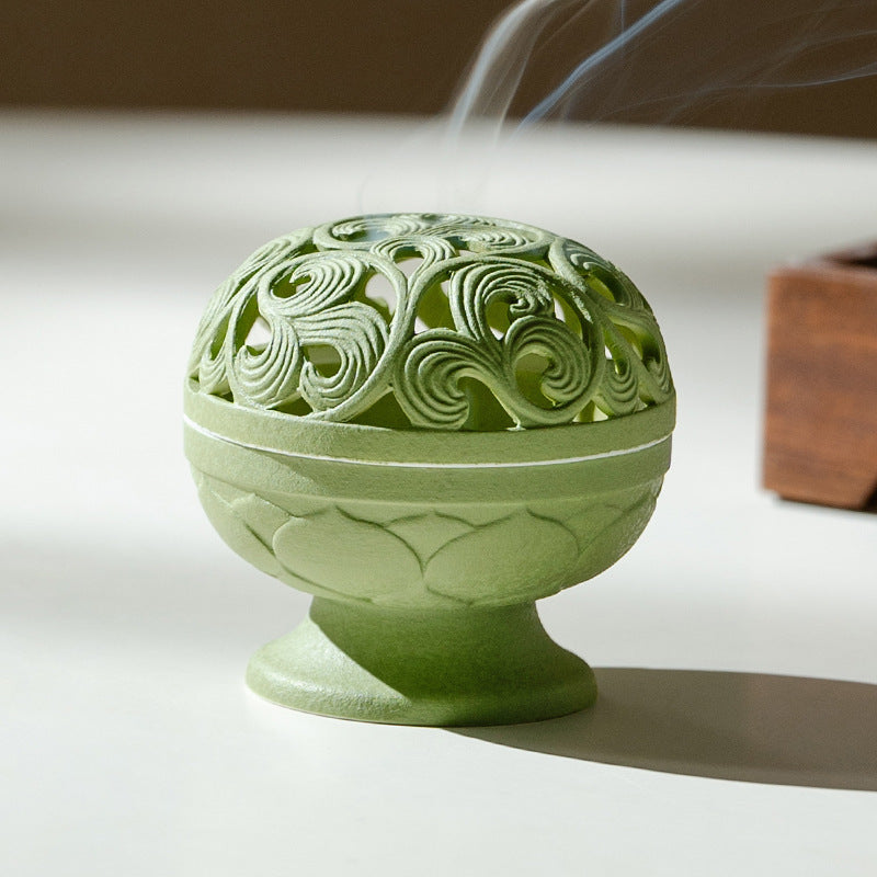 Authentic Matcha Green Cloud-Shadow Minimalist Ceramic Censer - 11cm Teaware Accessories